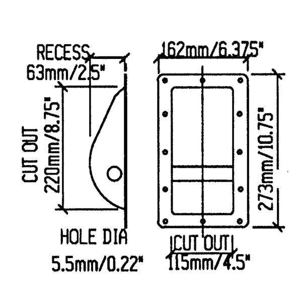 Main product image for Penn-Elcom H1070 Large Recessed Steel Handle 262-315